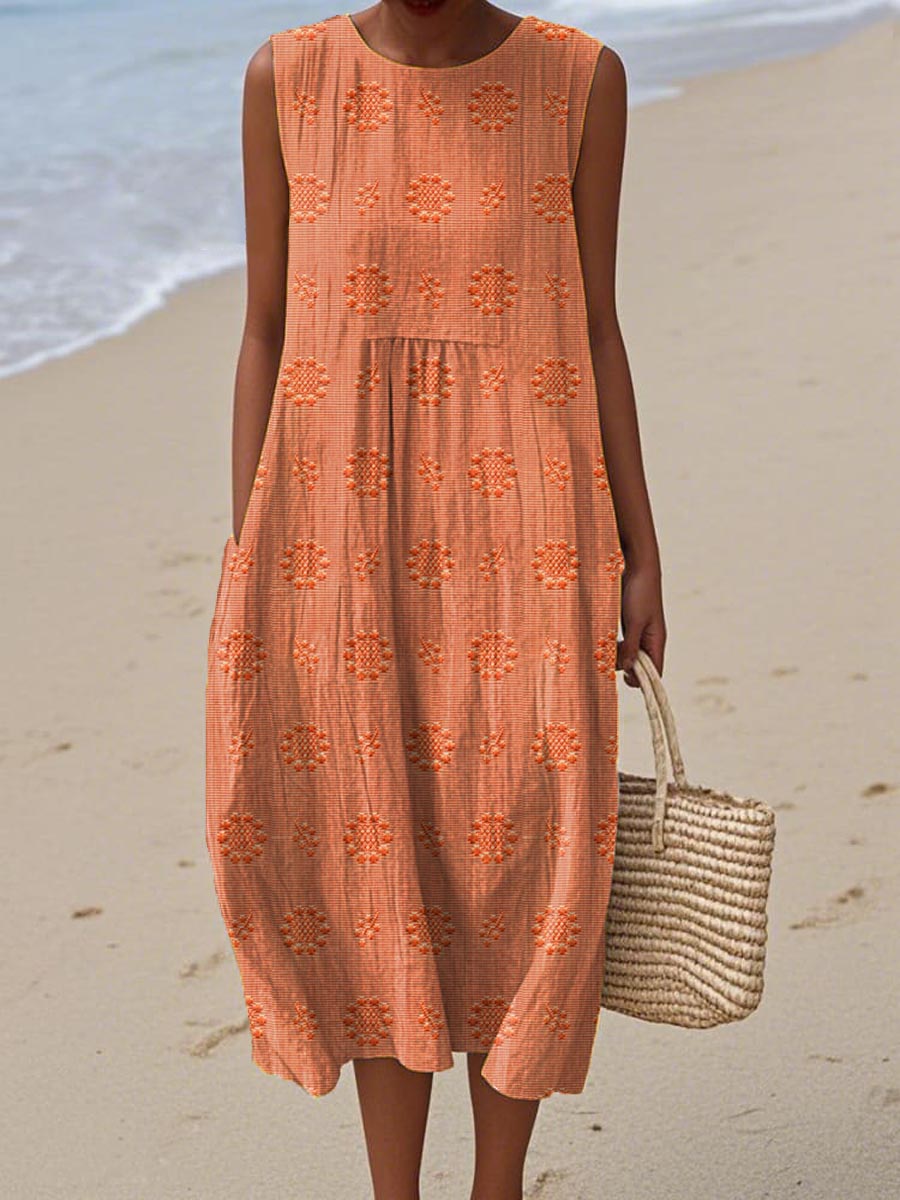 Alexandra | Elegant Cotton Sleeveless Dress with Pockets