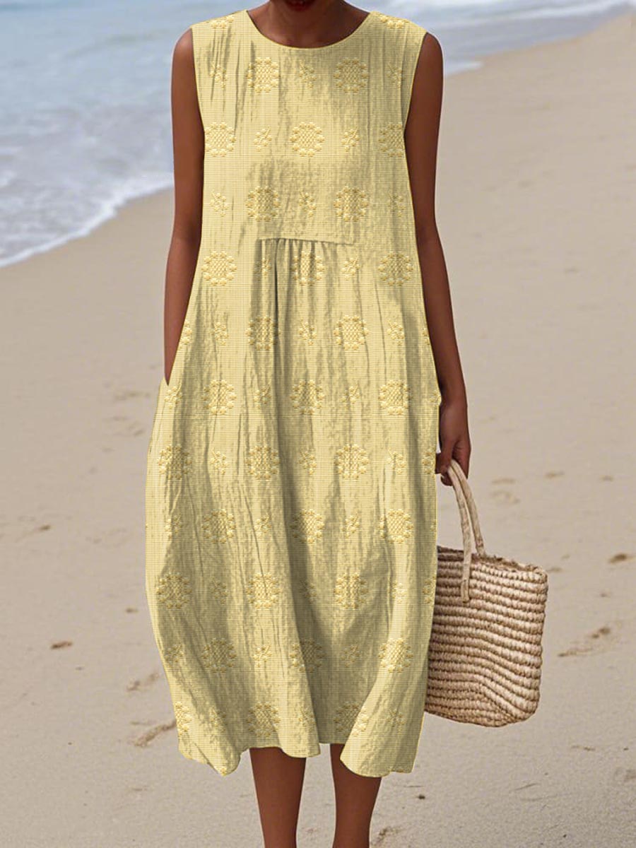 Alexandra | Elegant Cotton Sleeveless Dress with Pockets