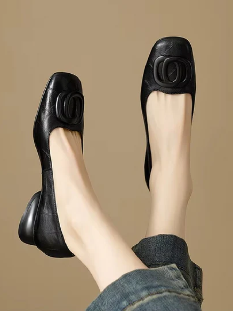 Erin | Leather Square-Toe Flats