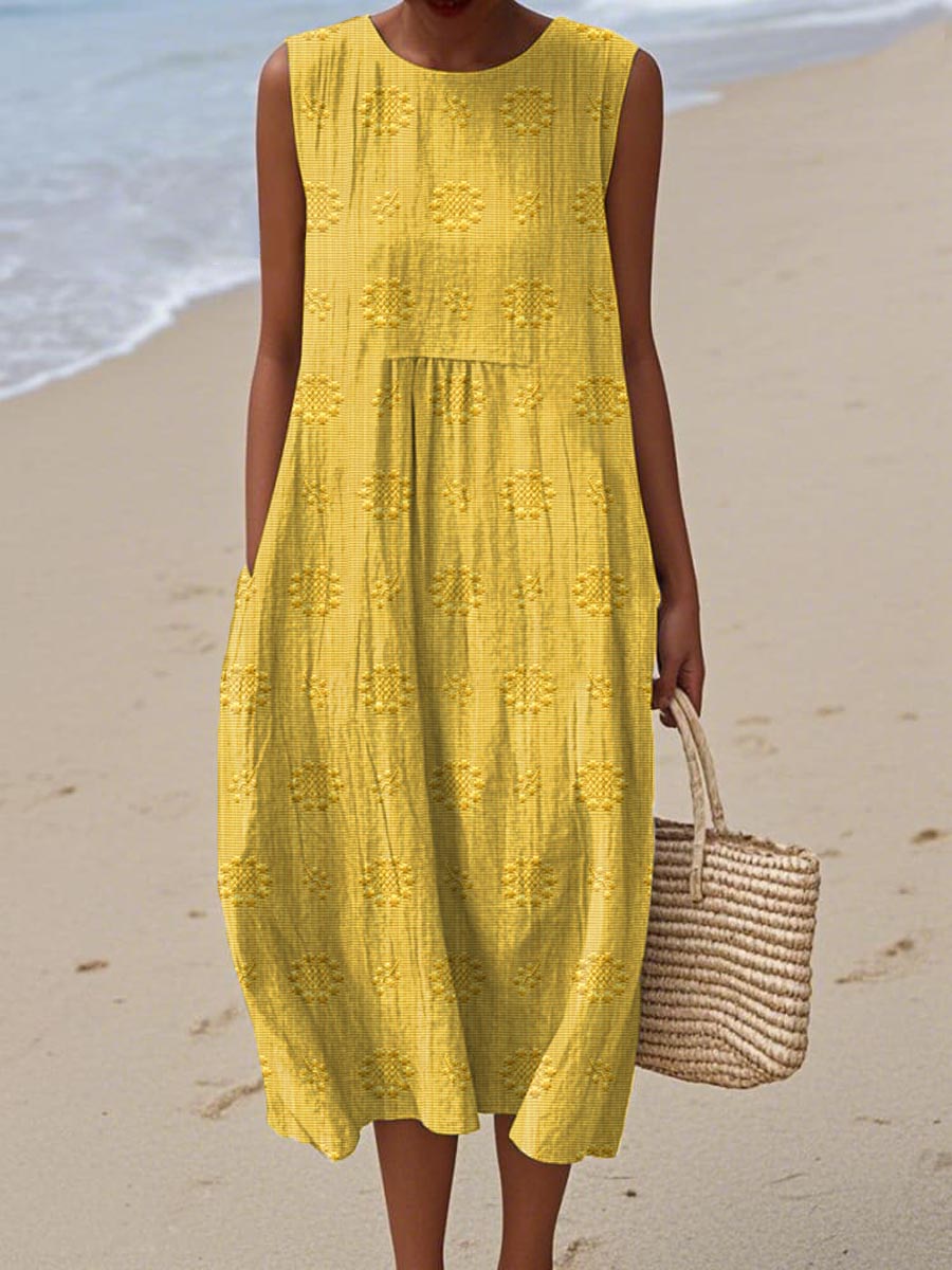 Alexandra | Elegant Cotton Sleeveless Dress with Pockets