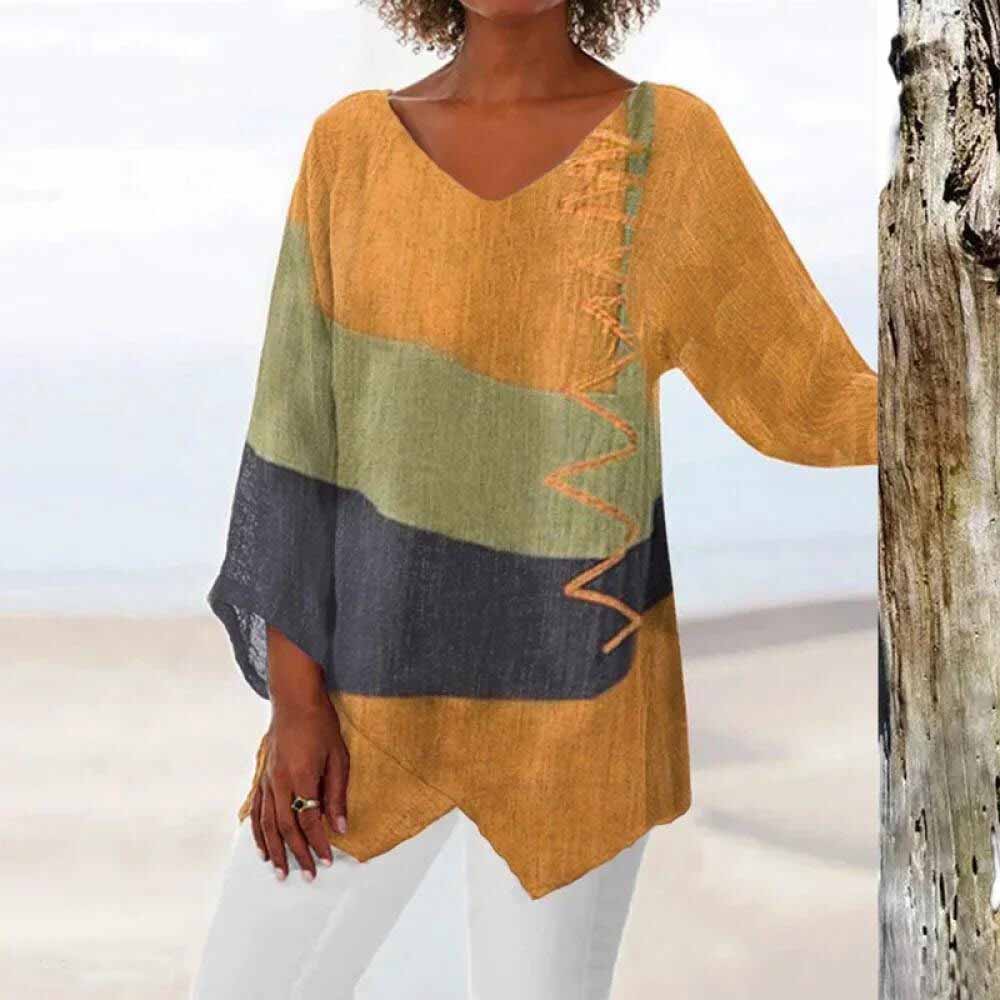 Nora | Elegant Draping Shirt with V-Neck