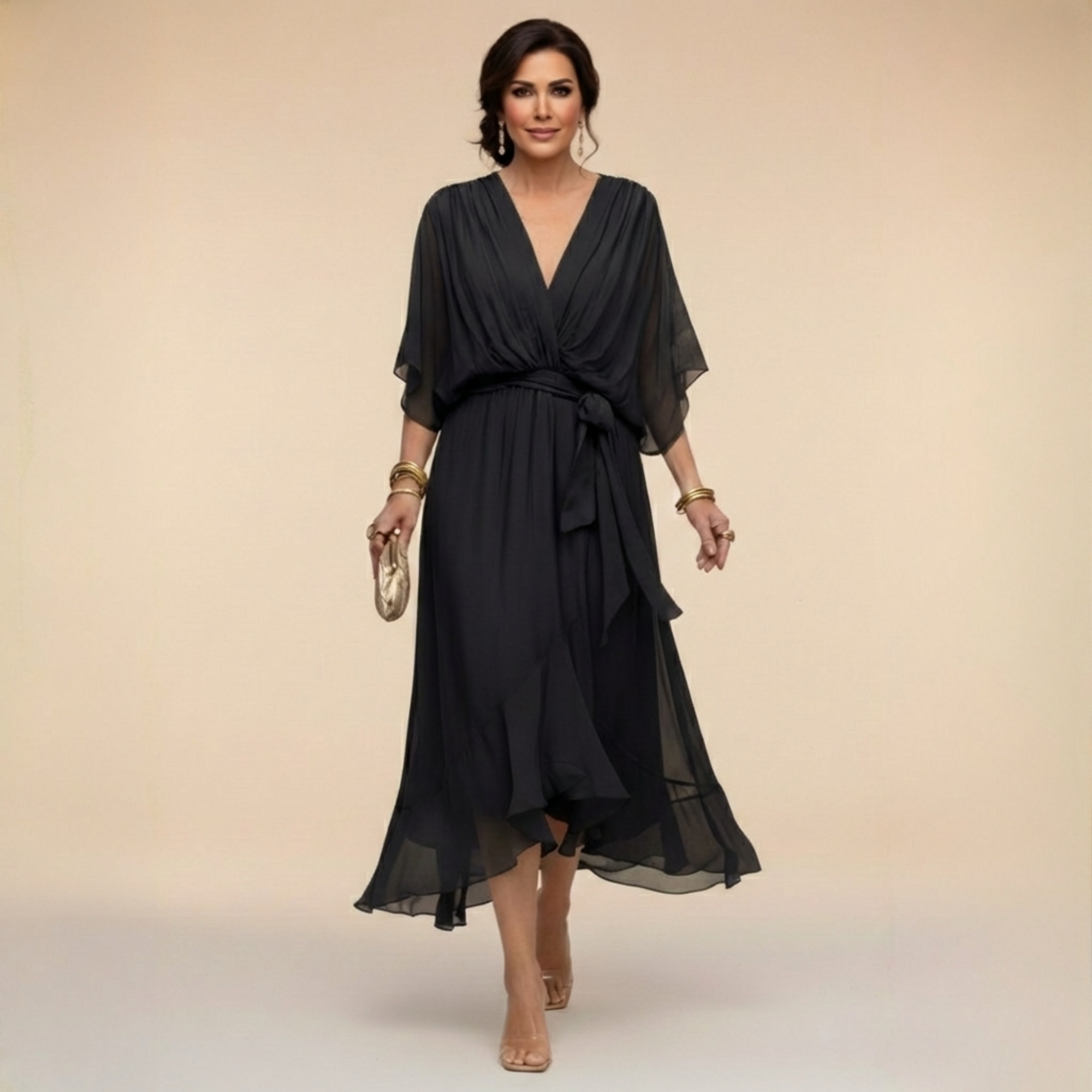 Monica | Chiffon Dress with V-Neck