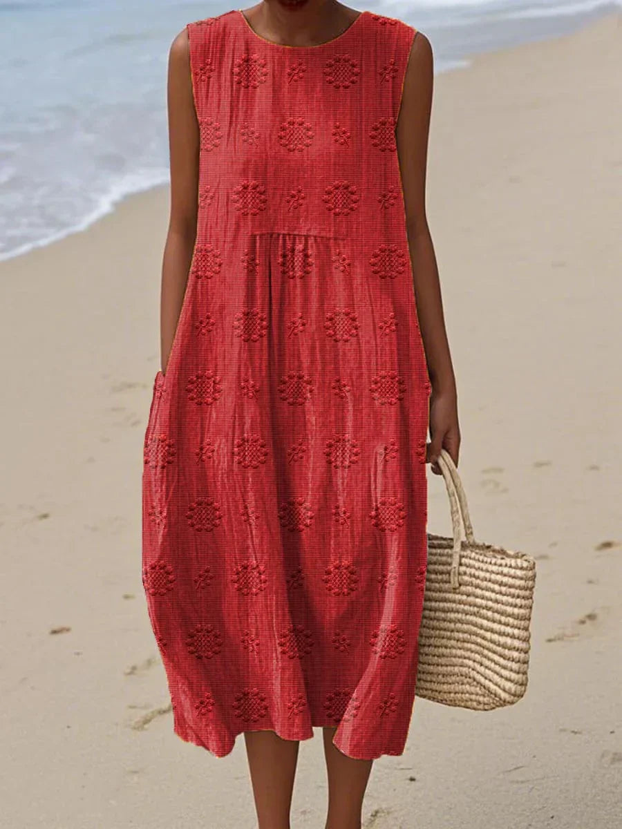Alexandra | Elegant Cotton Sleeveless Dress with Pockets