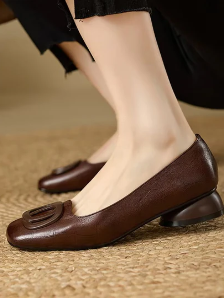 Erin | Leather Square-Toe Flats