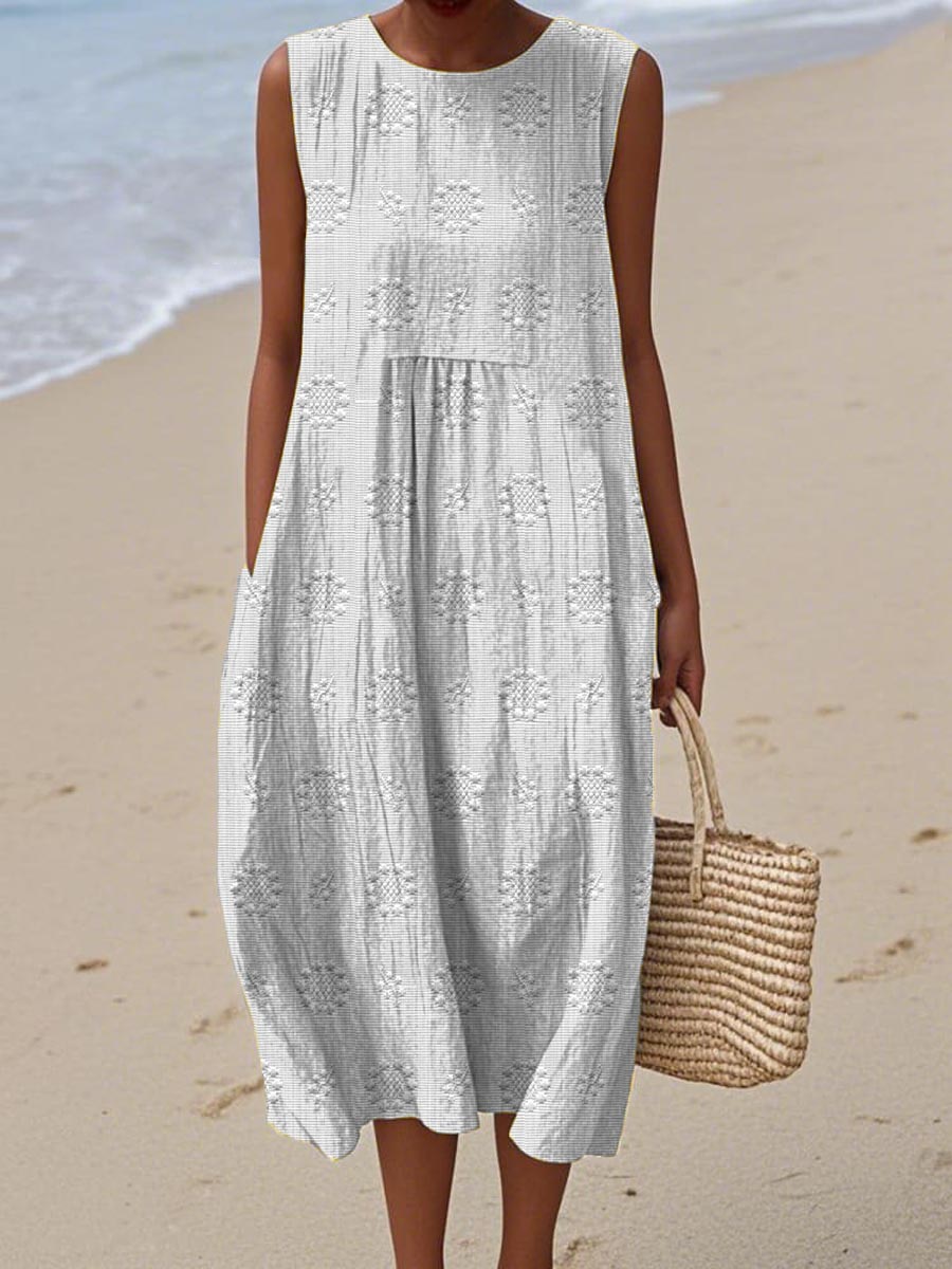 Alexandra | Elegant Cotton Sleeveless Dress with Pockets