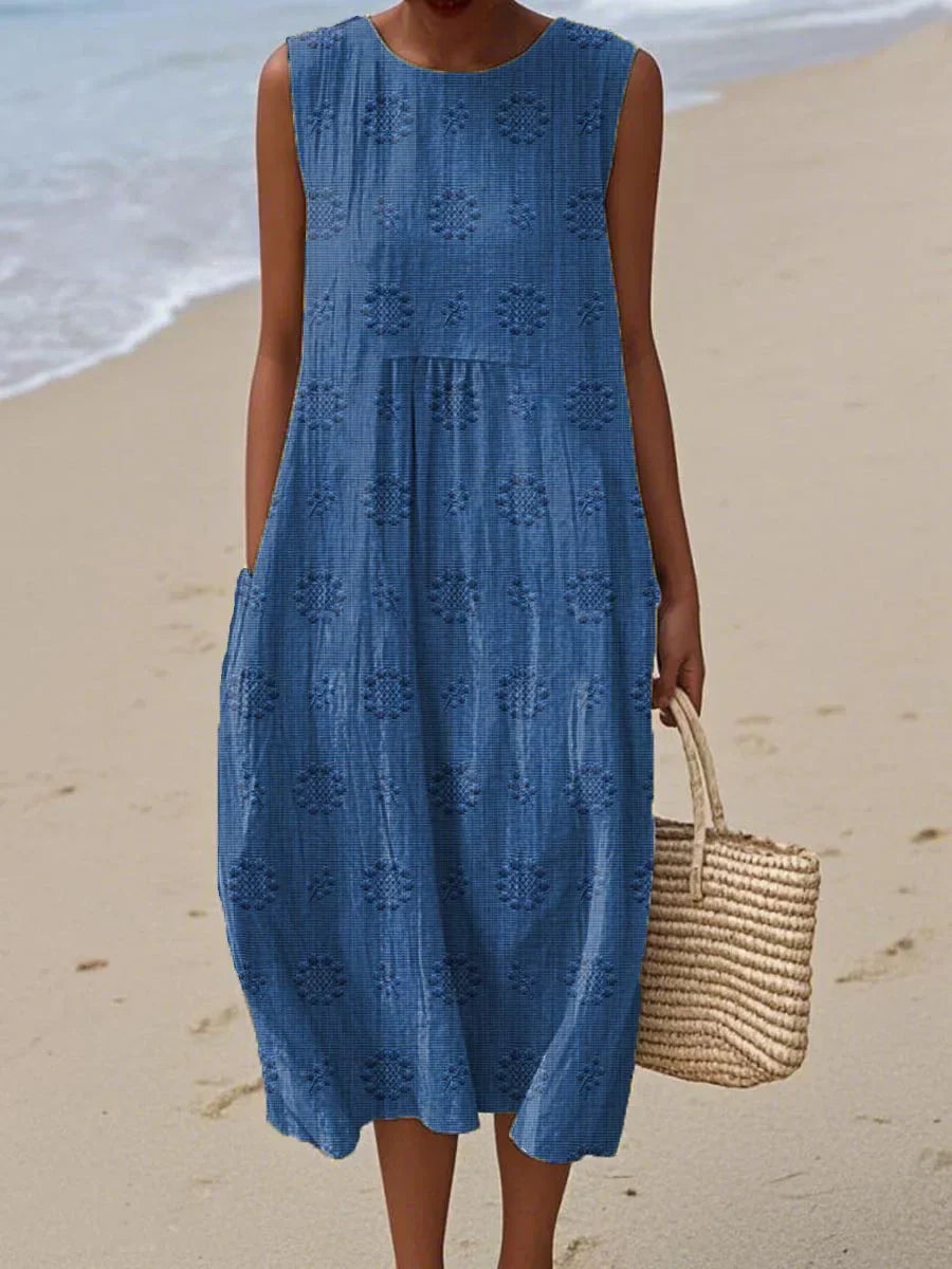 Alexandra | Elegant Cotton Sleeveless Dress with Pockets