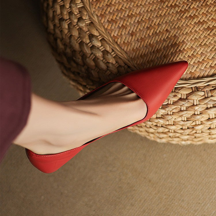 Orlisse Leather Kitten Heel Pumps