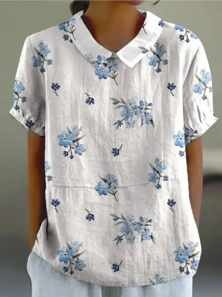 Mila | Sky Blue Floral Shirt