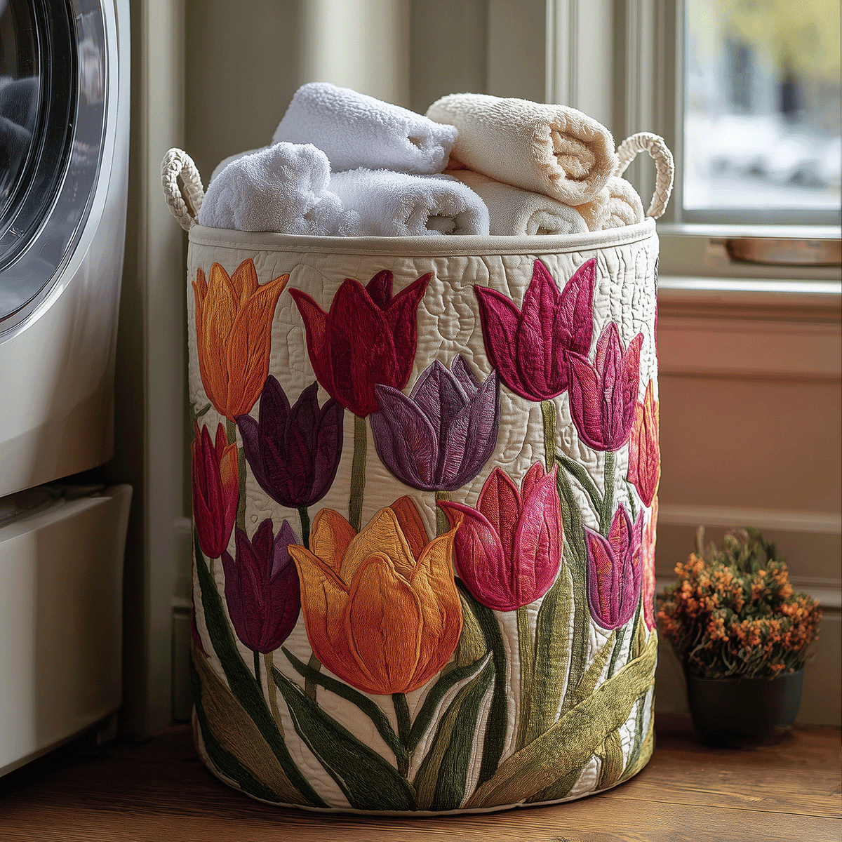 Lilias™ | Tulip Joy Quilted Laundry Basket
