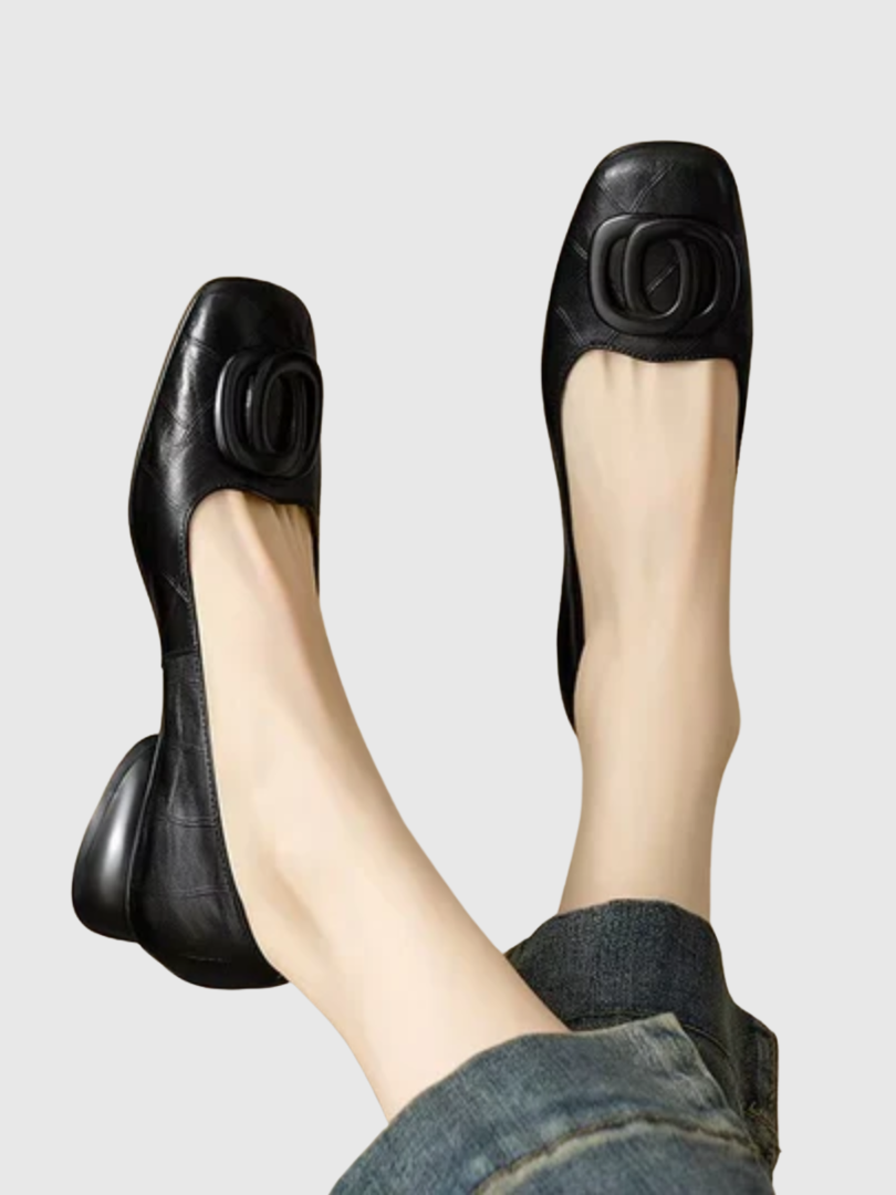 Erin | Leather Square-Toe Flats