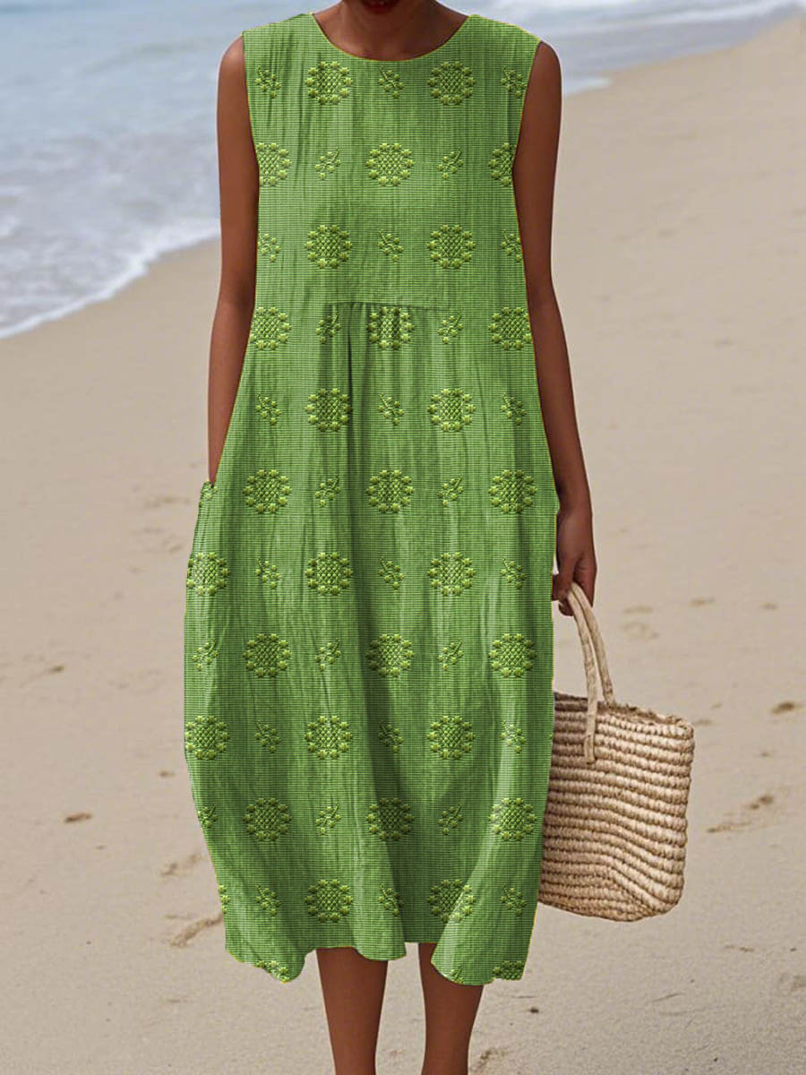 Alexandra | Elegant Cotton Sleeveless Dress with Pockets